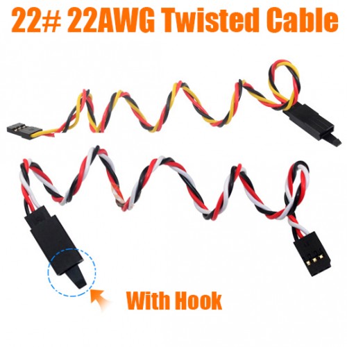 10pcs 22# 22AWG Futaba JR Twisted Extension Cable/ Twisted Extension Lead 300mm 600mm 900mm with Hook