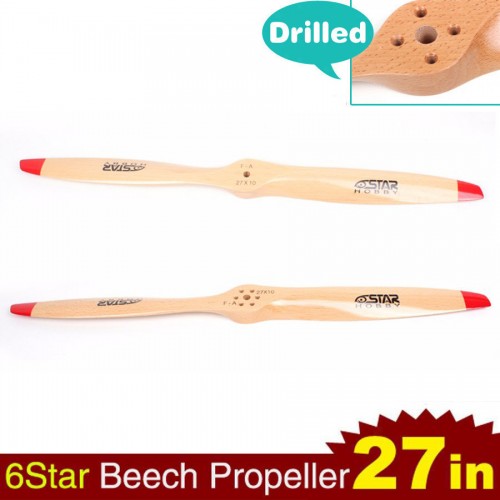 6STARHOBBY Standard Wooden Propeller/ Beech Propeller 27*10 27x10 for RC Gasoline Drilled Propellers Suiting DLE Series Engines