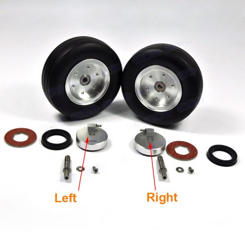1 pair 3.5" Left and Right High Quality Rubber Wheel With Brake Axle For RC Airplane Brake System