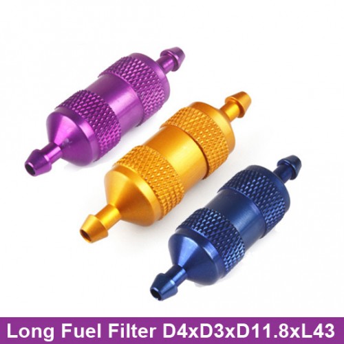 Long Fuel Filter D4xD3xD11.8xL43 for Gas Airplane- Blue/ Yellow/ Purple Color