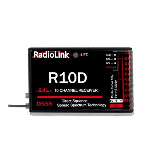 RadioLink R10D 2.4G 10CH DSSS Receiver for RadioLink AT9 AT10 Transmitter RC Helicopter Multirotor