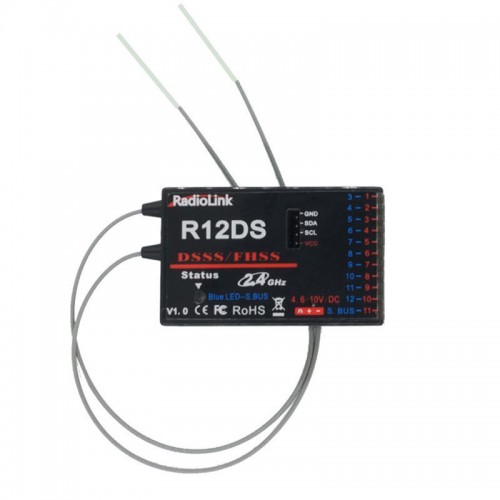 RadioLink R12DS 10CH 12 Channel Receiver 2.4Ghz For AT10 Transmitter Aircraft Aerial Photography Device