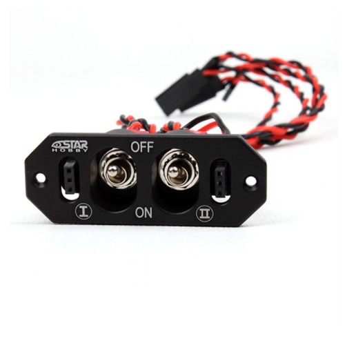 Heavy Duty Metal Dual Power Switch without Fuel Dot for RC Airplane-Red/ Black/ Blue
