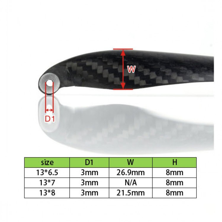 13*6.5 / 13*7 /13*8 inch Two Blades Fold Carbon Fiber Propeller for RC Glider Plane