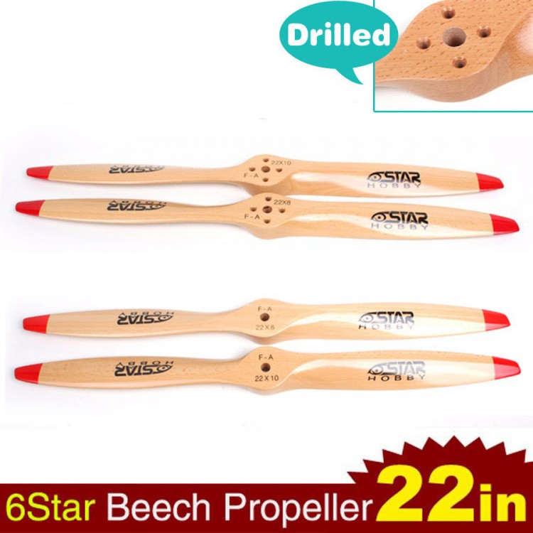 6STARHOBBY Standard Wooden Propeller/ Beech Propeller Drilled Propeller 22*8 22*10 for RC Gasoline Suiting DLE/ EME/ MLD Engines