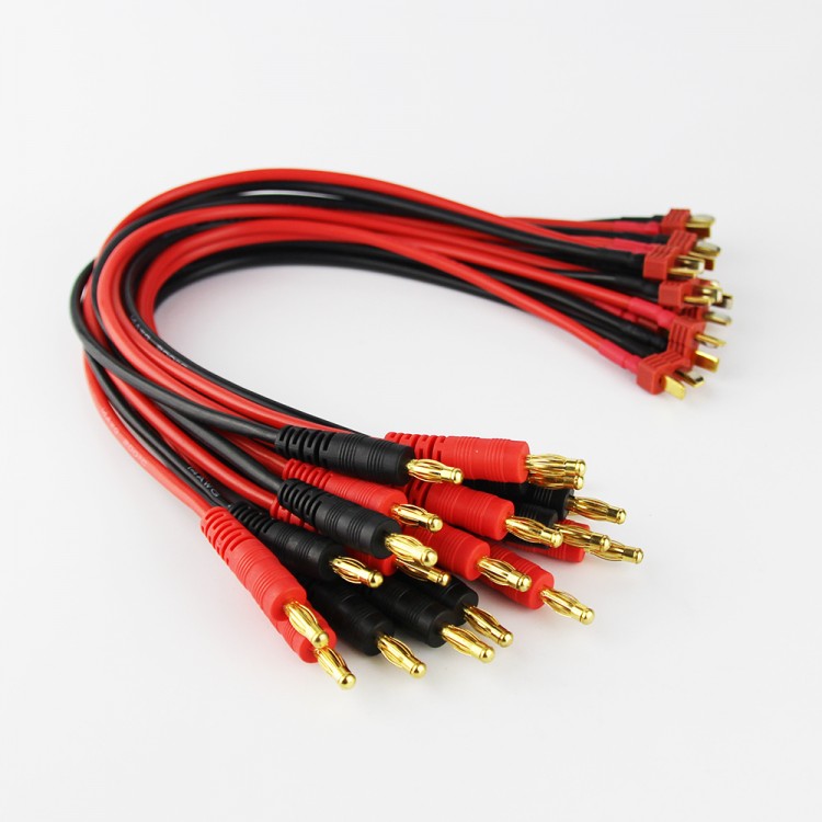 T Plug Male to 4mm Bullet Banana Male Charger Cable 