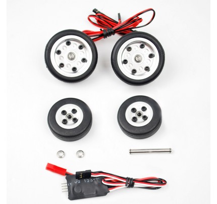 Electric Brake Wheels 2PCS Main(50mm/55mm/60mm/65mm) ,2PCS Front wheel  4mm axle and Controller Combo