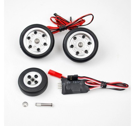 Electric Brake Wheels 2PCS Main(50mm/55mm/60mm/65mm) ,1PC Front wheel  4mm axle and Controller Combo