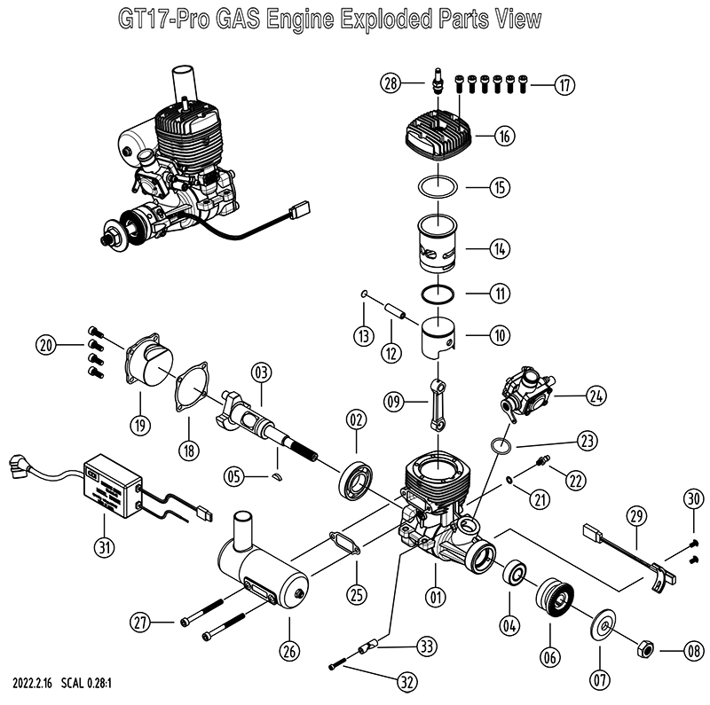 NGH GT17Pro 2 Stroke 17cc RC Petrol / Gasoline Engines