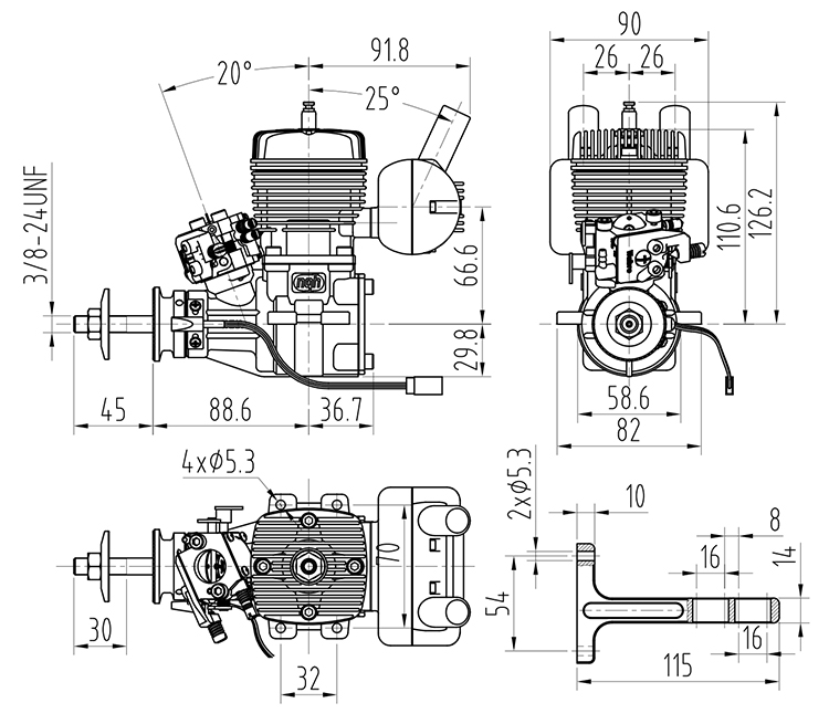 NGH GT35R 2 Stroke 35cc RC Petrol / Gasoline Engines