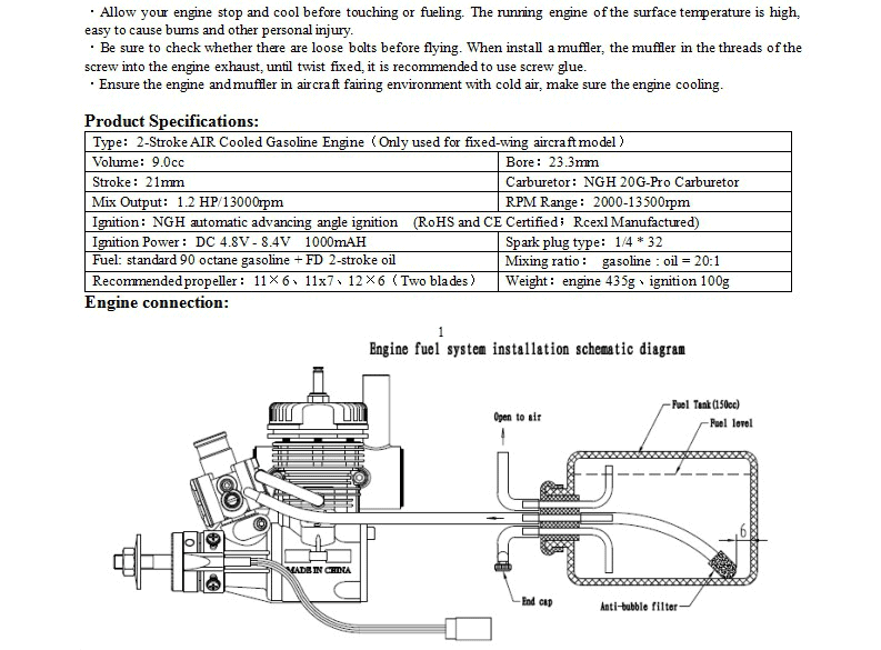 NGH GT9 PRO 2 Stroke 9cc RC Gasoline Engines